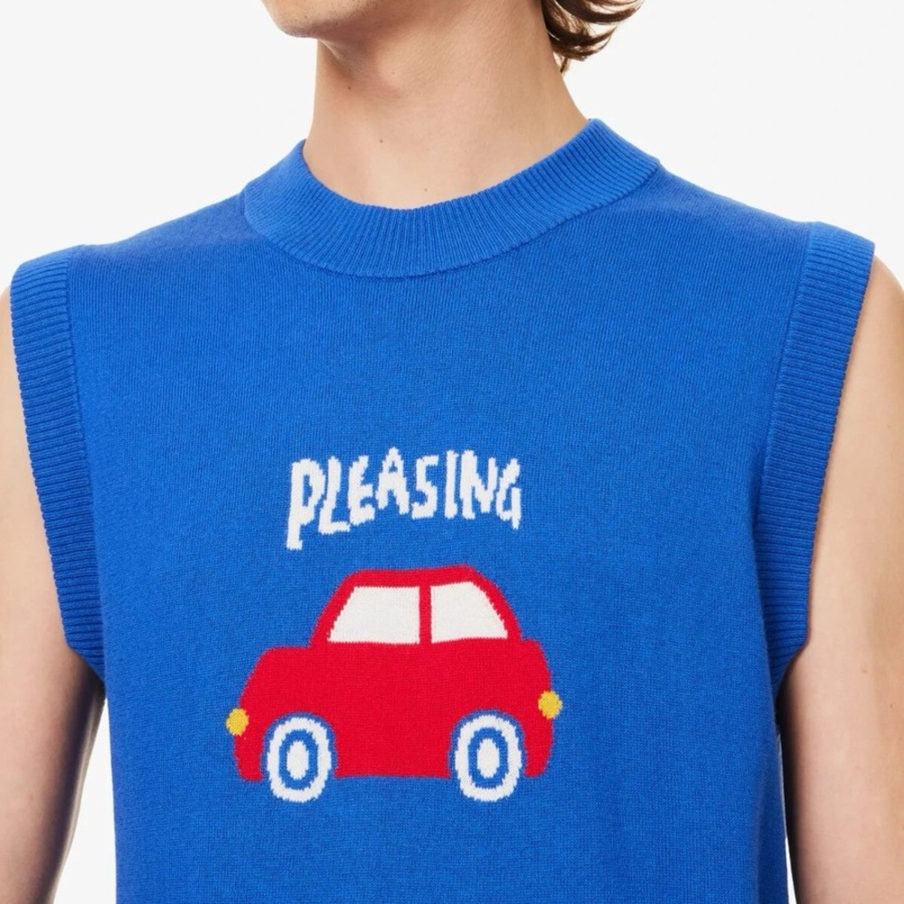 Pleasing Blue Sleeveless knit vest Exclusive Chicago pop up release